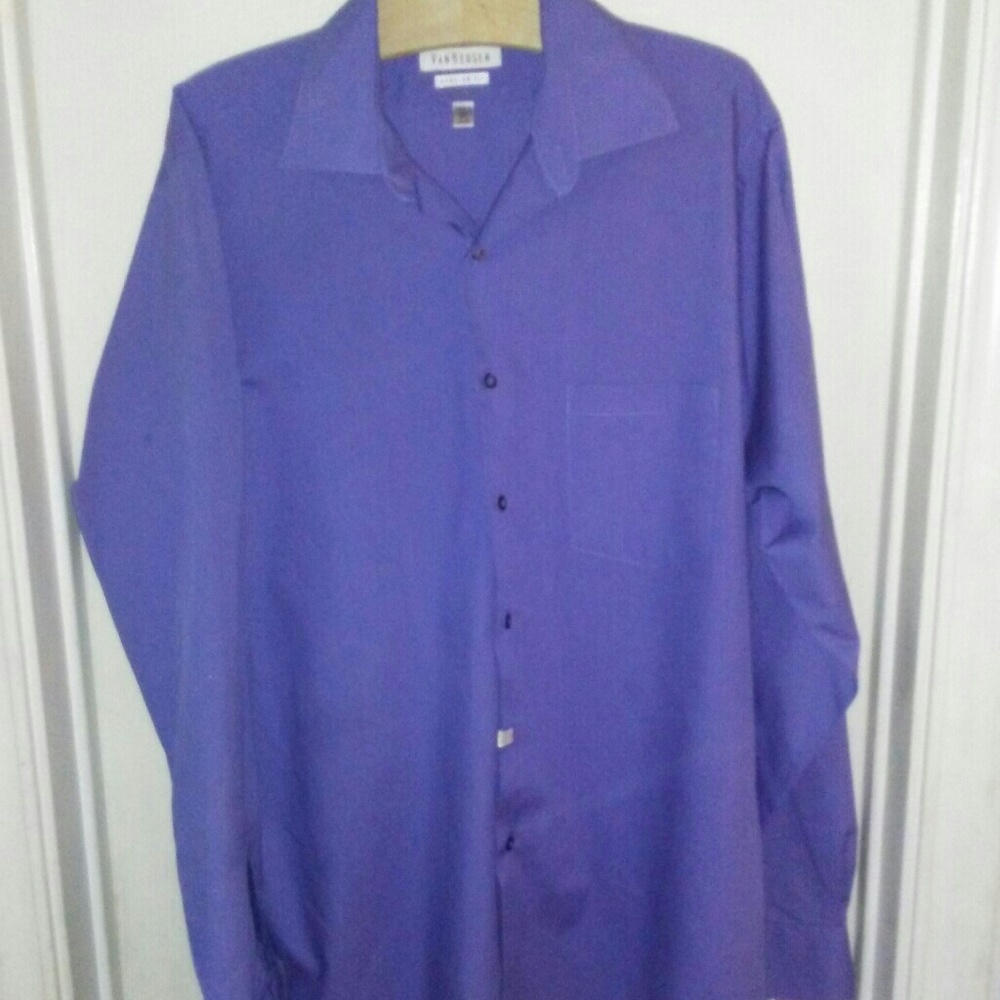 Mens Van Heusen purple button down shirt